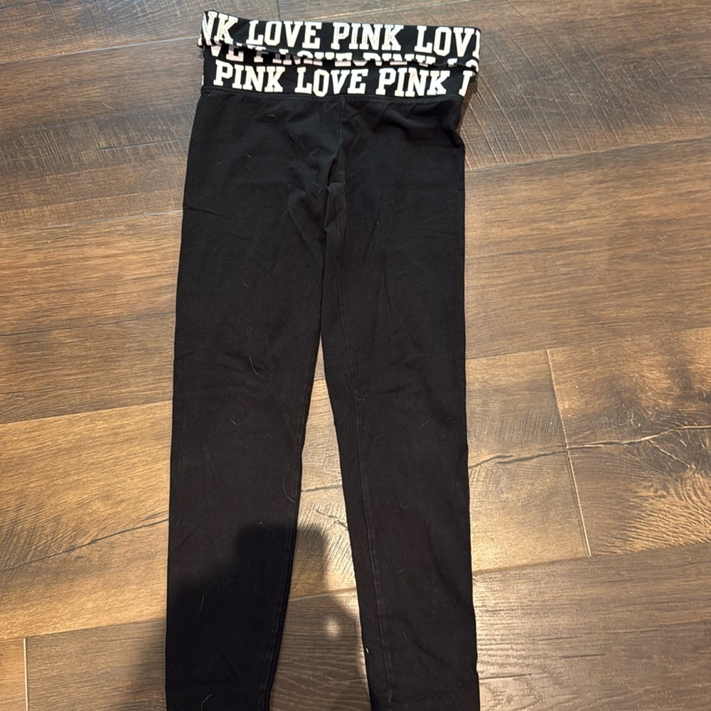 Small VS Pink Bedazzled Foldover Leggings